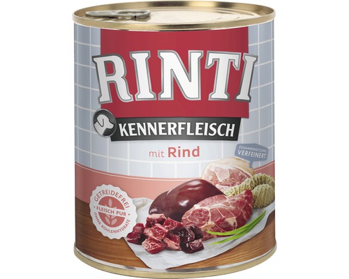 Nourriture pour chiens humide RINTI viande de bœuf pure 800 g