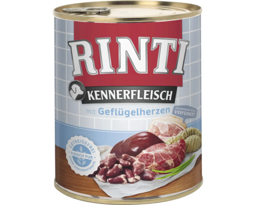 Hundefutter nass RINTI mit Geflügelherzen getreidefrei 800 g