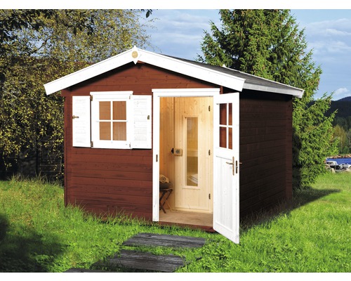 Chalet sauna Weka Mikkeli avec poêle 7,5 avec commande numérique et porte en bois avec verre isolant thermiquement