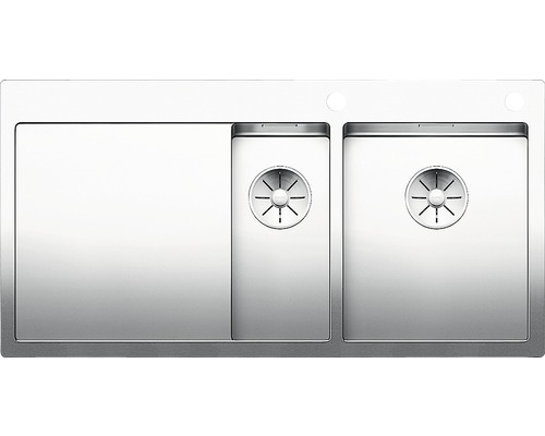 Évier Blanco CLARON6 S-IF lxp 1000x510 mm acier inoxydable satiné 521645 Évier avec deux cuves et égouttoir
