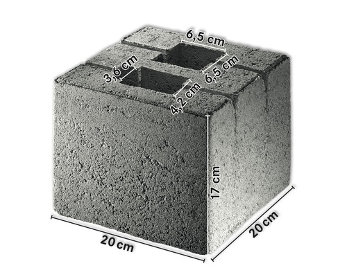 Zaun - Pfosten - Fundamentstein 20x20x17 cm