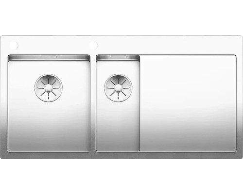 Évier Blanco CLARON6 S-IF lxp 1000x510 mm acier inoxydable satiné 521646 Évier en acier inoxydable avec deux cuves et égouttoir