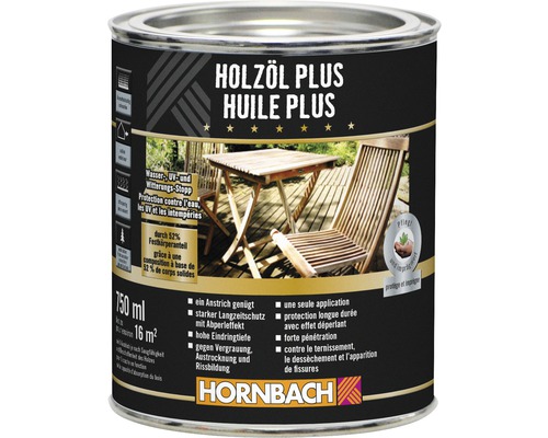 Boîte d''huile pour bois Plus 750 ml pour la protection contre l''eau, les UV et les intempéries