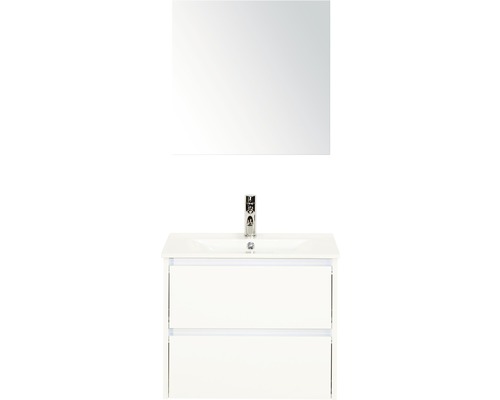 Ensemble de meubles de salle de bains Dante 61x170 cm blanc haute brillance avec miroir