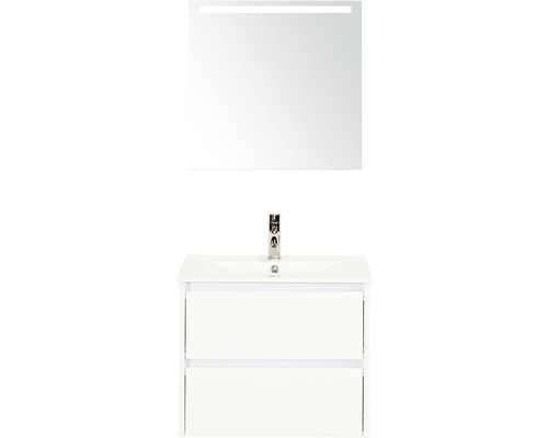 Badmöbel-Set Sanox Dante 61x170 cm weiss hochglanz inkl. Spiegel mit LED-Beleuchtung