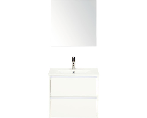 Ensemble de meubles de salle de bains Dante 61x170 cm blanc haute brillance avec armoire de salle de bains à miroir
