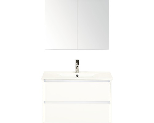 Badmöbel-Set Dante 81x170 cm weiss hochglanz inkl. Spiegelschrank