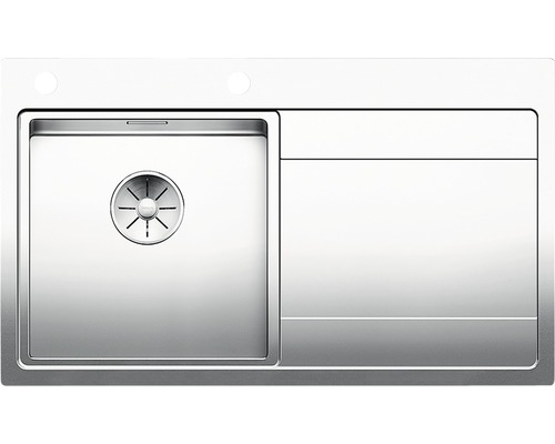 Évier Blanco Divon 860 x 510 mm acier inoxydable brillant satiné 521657 1 bac à gauche avec égouttoir, optique à fleur de surface