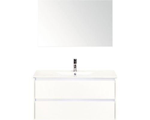 Badmöbel-Set Sanox Dante 101x170 cm weiss hochglanz inkl. Spiegel