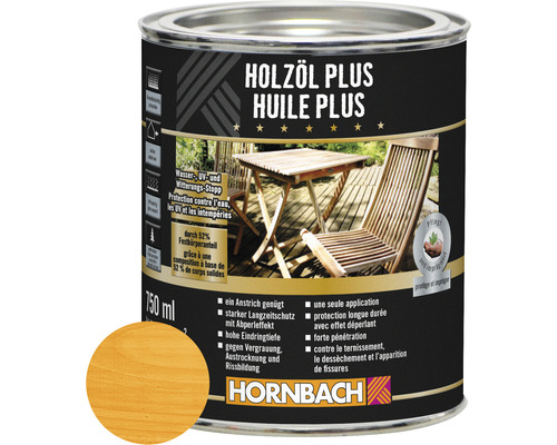 Huile pour bois de mélèze Plus 750 ml Huile pour bois Plus en bidon de 750 ml pour la protection et l''entretien des surfaces en bois