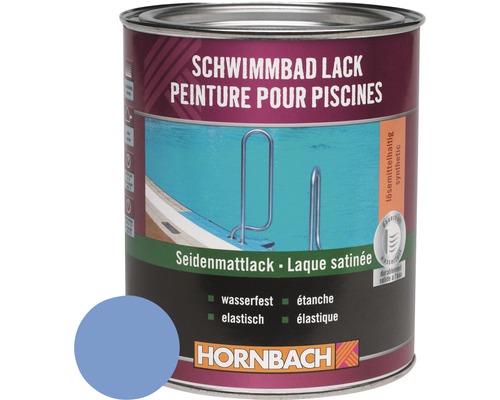 Laque pour piscines mat satiné bleu océan 750 ml Pot de laque pour piscine avec exemple de couleur