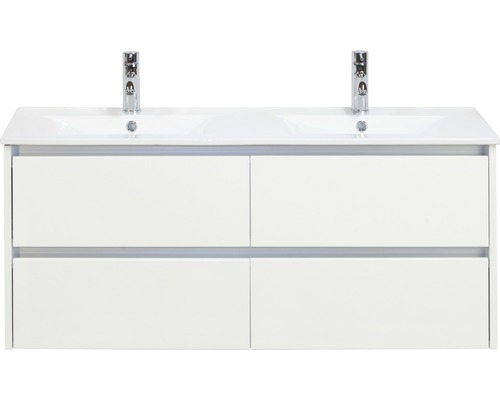 Lavabo double avec meuble bas Sanox DANTE lxhxp 121x52x46 cm couleur de façade blanc 81701301