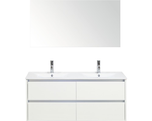 Ensemble de meubles de salle de bains Dante 121x170 cm blanc haute brillance avec miroir