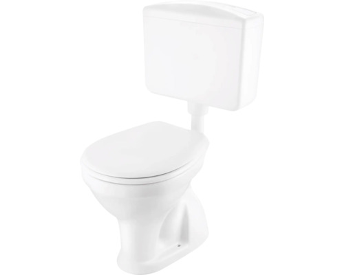 Cersanit Stand-WC Set Basic Tiefspüler mit Spülrand weiss glänzend mit WC-Sitz und Spülkasten FSS1130