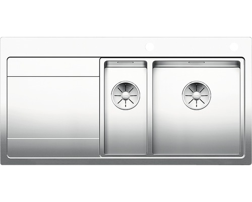 Évier Blanco DIVON II 6 S-IF lxp 1000x510 mm acier inoxydable satiné 521662 Évier en acier inoxydable avec égouttoir et deux cuves