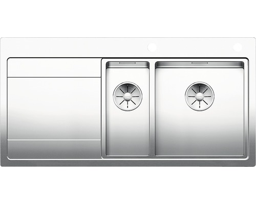 Évier Blanco Divon II 6 S-IF 1000 x 510 mm acier inoxydable brillant satiné 521662 1 bac à droite avec égouttoir avec bac à déchets, optique à fleur de surface