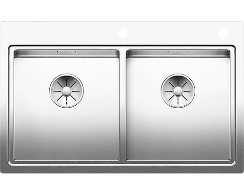 Évier à deux bacs en acier inoxydable