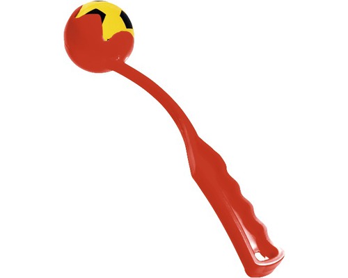 Hundespielzeug Kunststoffschleuder Karlie Soft Ball Launcher mit Moosgummiball 32 cm orange