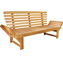 Holzgartenbank mit verstellbaren Armlehnen