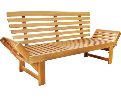 Holzgartenbank mit verstellbaren Armlehnen
