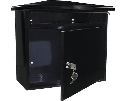 Briefkasten mit geöffneter Tür und Schlüssel