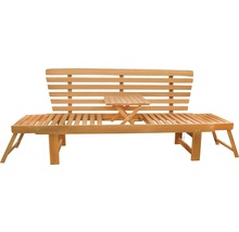 Holzbank mit ausklappbarem Tisch für den Garten