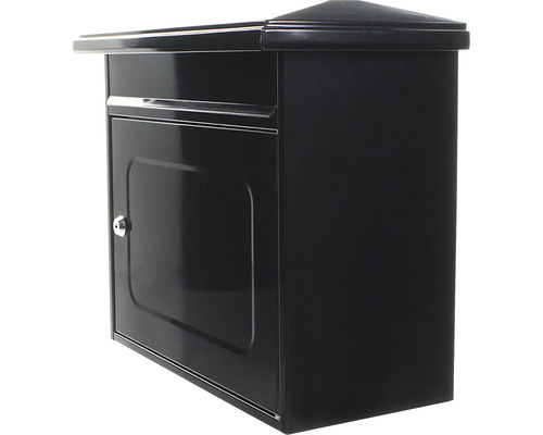 Schwarzer Briefkasten mit abschließbarer Tür