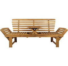 Holz Gartenbank mit Klapptisch und Armlehnen