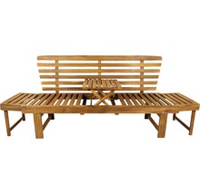 Gartenbank aus Holz mit integriertem Tisch