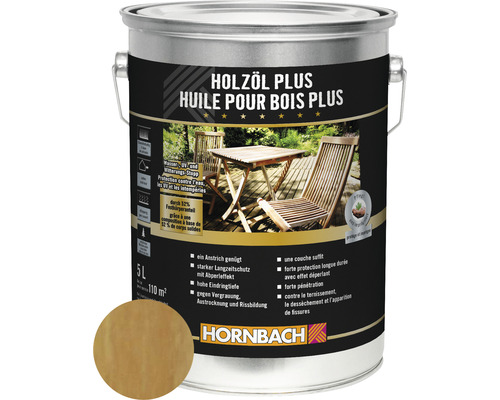 Huile pour bois de sapin de Douglas Plus 5 L Huile pour bois Plus en seau de 5 litres pour l''extérieur