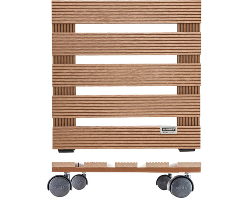 Support à plantes en bois avec roulettes