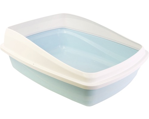 Bac à litière pour chats Hagen Cat Love avec rebord, 43x57x19 cm, bleu-gris Bac à litière pour chat en plastique