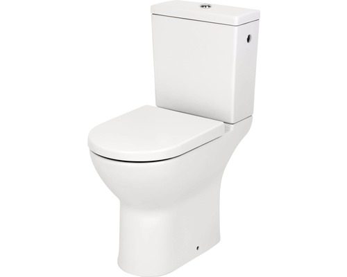 WC-Kombination VitrA S50 Tiefspüler mit Spülrand erhöht weiss glänzend HygieneGlaze mit WC-Sitz 9796B003-7200