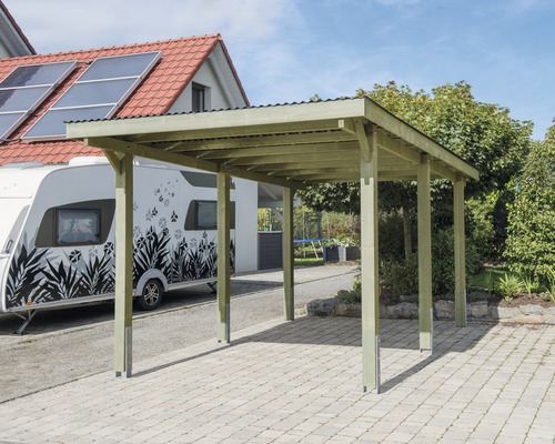 Carport simple Konsta Vertika toit PVC, 301x504 cm traité en autoclave par imprégnation