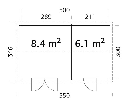 Plan d''un abri de jardin avec indication de la surface