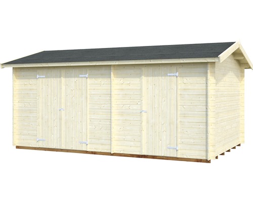 Abri de jardin en bois avec trois portes