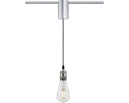 Einzelne Pendelleuchte mit Textilkabel und LED Leuchtmittel