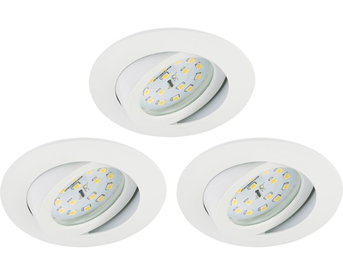 Set d'éclairages encastrés LED IP23 3 pces 3x5 W 3x400 lm 3000 K blanc Ø 8,2/6,8 cm 230 V Set d'éclairages encastrés LED IP23 3 pces 3x5 W 3x400 lm 3000 K blanc Ø 8,2/6,8 cm 230 V