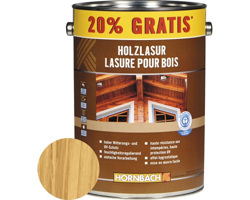 HORNBACH Holzlasur kiefer 6 l (20 % Gratis!)