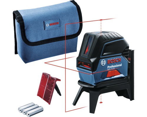 Bosch Professional Kombilaser GCL 2-15 inklusive 3 x 1,5 V-LR6-Batterie (AA) und Laserzieltafel