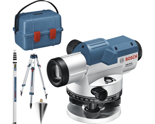 Bosch Professional Optisches Nivelliergerät GOL 20 G inklusive Transportkoffer, Baustativ BT 160 Professional und Messstab GR 500