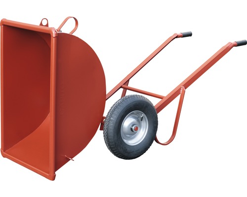 Tombereau à une roue avec cuve en acier pour le transport de matériaux en vrac