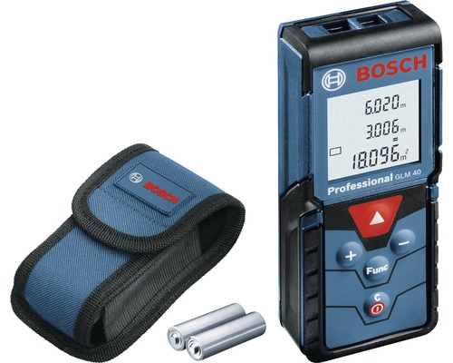 Bosch Professional Laser-Entfernungsmesser GLM 40 inklusive 2 x Batterie (AAA) und Zubehör-Set