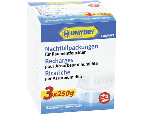 Pack de recharge pour déshumidificateur d'air Humex Recharge déshumidificateur Umidry, 3 fois 250 grammes