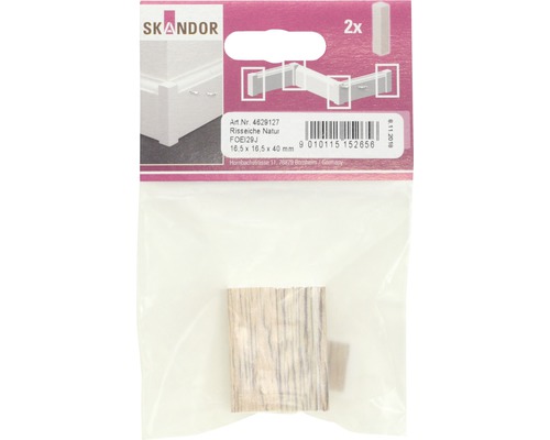 Skandor Sockelleisten-Eckstück Risseiche Natur, 16,5 x 16,5 x 40 mm