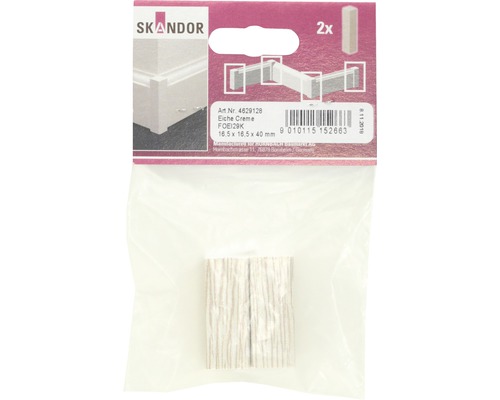 Skandor Coin de plinthe chêne crème, 16,5 x 16,5 x 40 millimètres, 2 pièces