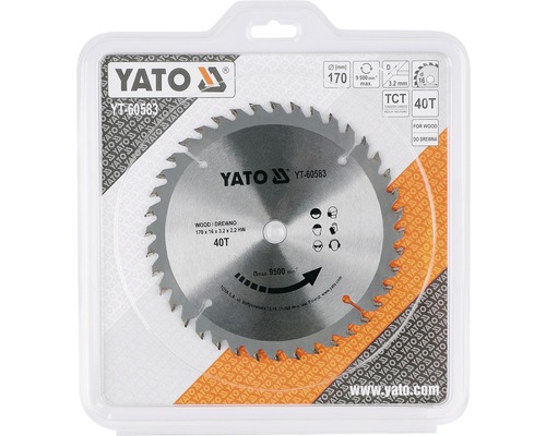 Yato Kreissägeblatt in Verpackung, 170 Millimeter Durchmesser, 40 Zähne