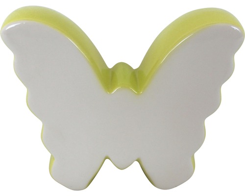 Figurine décorative papillon 3x9.5x10.3 cm céramique vert-blanc