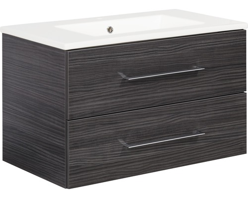 Waschbecken mit Unterschrank FACKELMANN B.perfekt BxHxT 82x51x48 cm Frontfarbe dark oak 84155 Waschtischunterschrank mit zwei Schubladen und Waschbecken