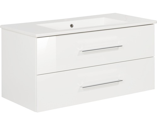 Lavabo avec meuble bas FACKELMANN B.perfekt lxhxp 103x51x48 cm couleur de façade blanc 84163